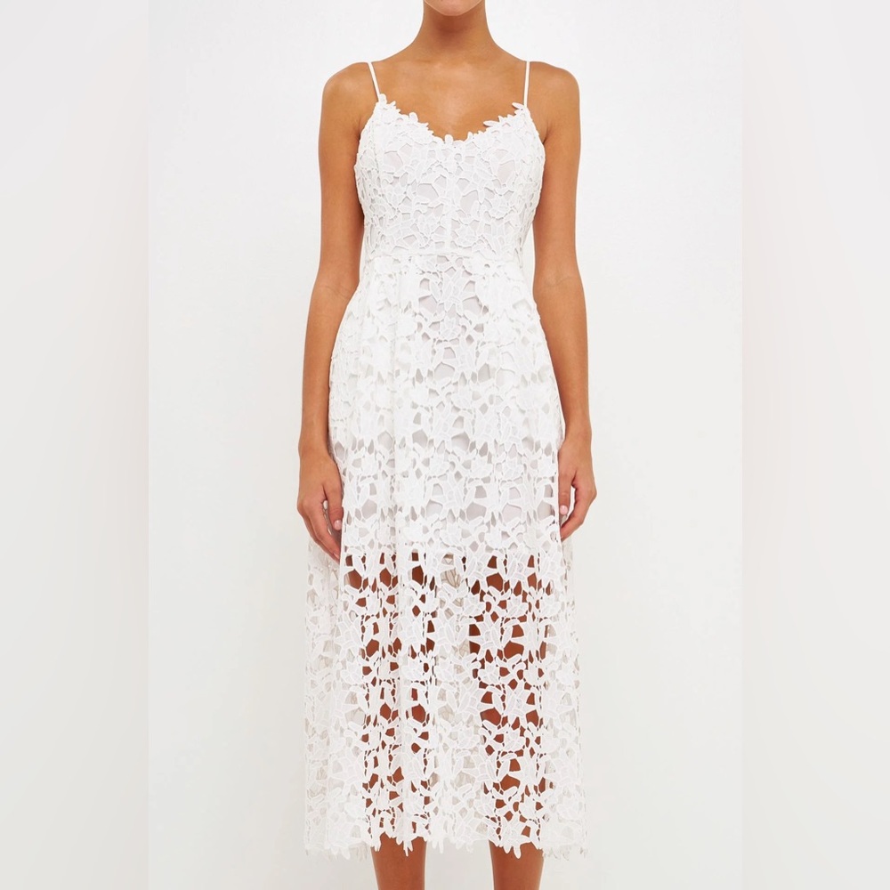 NWOT ASTR the Label Lace A Line MIDI Dress in White - XS